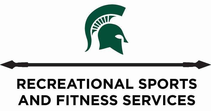 A Spartan helmet above a spear illustration, followed by the words "Recreational Sports and Fitness Services"